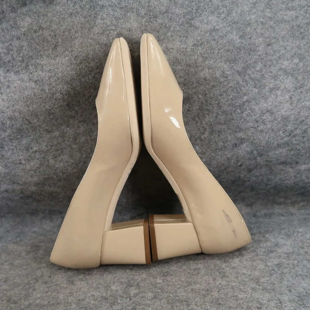 Ron White Shoes Womens 37 Pumps Square Toe Block Heel Patent Leather Lizbeth Tan